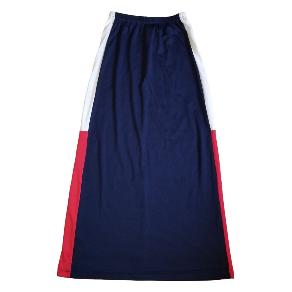 Jordache S Red White Blue Colorblock Maxi Skirt Pull On Athletic Stretch 90s Y2K